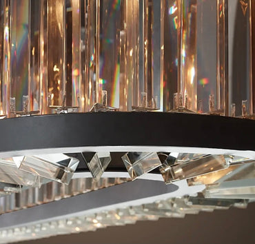 Matte Black Metal American Chandelier with Crystal Accents